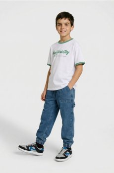 Джинси джогери з ефектом прання - синій