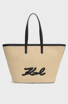 Женская бежевая сумка SIGNATURE RAFFIA MD TOTE Бежевый ONESIZE Karl Lagerfeld B2W30088