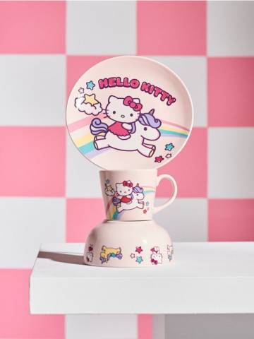 Набір дитячого посуду Hello Kitty - різнобарвний Набір дитячого посуду Hello Kitty - різнобарвний