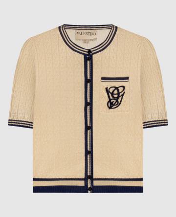 Бежевый ажурный кардиган с льном Бежевый ажурный кардиган с льном