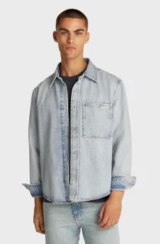 Мужская голубая джинсовая рубашка REGULAR DENIM SHIRT Голубой S Calvin Klein Jeans J30J327021