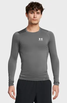 Мужской серый лонгслив UA HG Armour Comp LS Серый S Under Armour 1361524-025