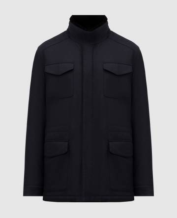 Синяя куртка из кашемира и шерсти