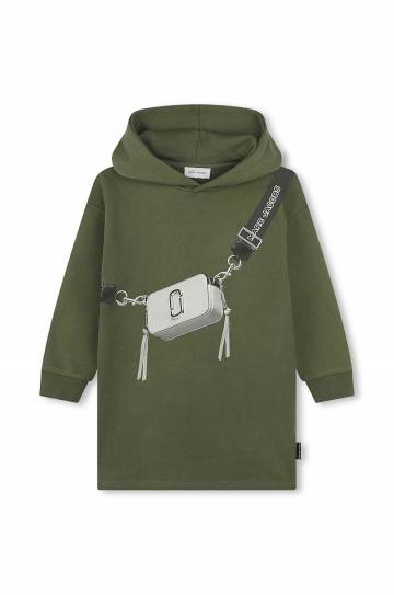 Хлопковое детское платье Marc Jacobs цвет зелёный mini прямое W60363 Хлопковое детское платье Marc Jacobs цвет зелёный mini прямое W60363
