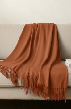 Плед з бахромою - помаранчевий