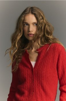 Reserved - Кардиган з додаванням вовни альпака - червоний - 113IT-33X