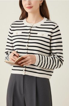 Смугастий кардиган - чорний