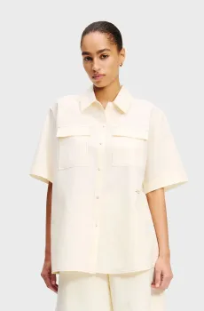 Женская белая льняная рубашка Белый 44 Karl Lagerfeld A2W11012