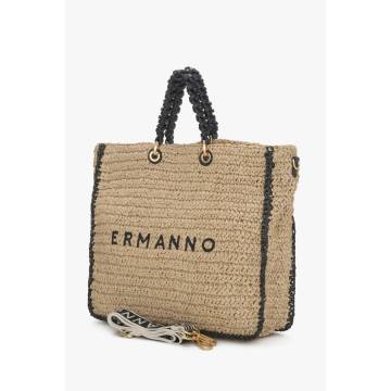 Сумка шопер бежево-чорна Ermanno Firenze ER00115378 Сумка шопер бежево-чорна Ermanno Firenze ER00115378