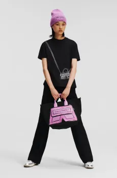 Женская черная футболка KARL K CROSS BAG Черный S Karl Lagerfeld 236W1731