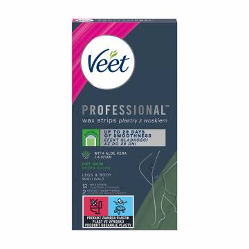 Восковые полоски для депиляции Veet Professional для сухой кожи, 12 шт Восковые полоски для депиляции Veet Professional для сухой кожи, 12 шт