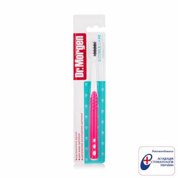 Зубная щетка Dr. Morgen Double Care средней жесткости, розовая, 1 шт Зубная щетка Dr. Morgen Double Care средней жесткости, розовая, 1 шт