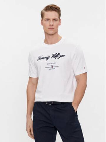 Tommy Hilfiger Футболка Script Logo Tee MW0MW33691 Білий Regular Fit Tommy Hilfiger Футболка Script Logo Tee MW0MW33691 Білий Regular Fit