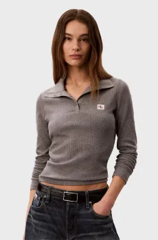 Женское серое поло HENLEY Серый S Calvin Klein LV047H203G