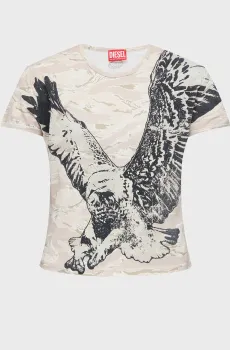 Женская бежевая футболка с узором T-UNCUTIE Бежевый XS Diesel A19551 0DLBM