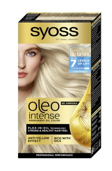 Безаммиачная стойкая краска для волос SYOSS Oleo Intense Осветитель с маслом-активатором, 12-00 Платиновый блонд экстра, 115 мл