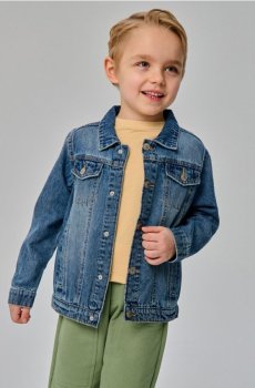 Джинсова куртка з ефектом прання - синій