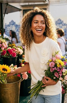 Бавовняна футболка - кремовий