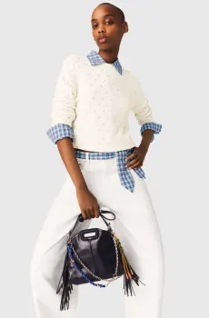 Женский белый шерстяной джемпер Белый 38 MAJE MFPPU00988_Ecru