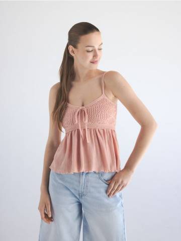 Reserved - Топ з в’язаною гачком верхньою частиною - світло-помаранчевий - 6170E-20X Reserved - Топ з в’язаною гачком верхньою частиною - світло-помаранчевий - 6170E-20X