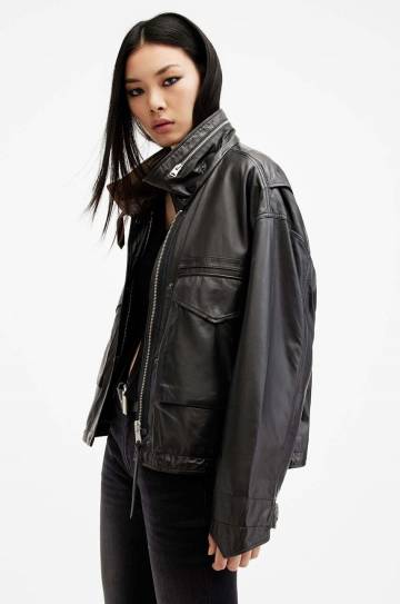 Кожаная куртка AllSaints CLAY JACKET женская цвет чёрный переходная W035LB Кожаная куртка AllSaints CLAY JACKET женская цвет чёрный переходная W035LB