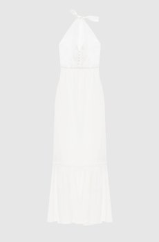 Белое платье с шелком с открытой спиной