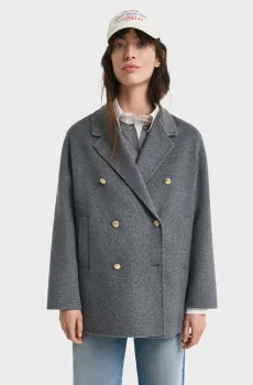 Женское серое шерстяное пальто HANDSTITCHED Серый M Gant 4700383