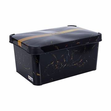 Корзина для хранения с крышкой Violet House 0647 Decor Marble Black, 16.5х23.5х35 см, 10 л Корзина для хранения с крышкой Violet House 0647 Decor Marble Black, 16.5х23.5х35 см, 10 л
