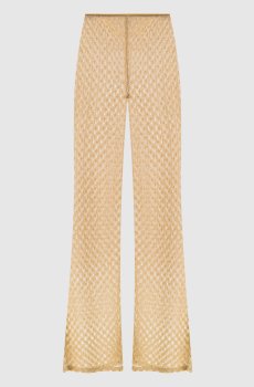Бежевые брюки клеш с люрексом