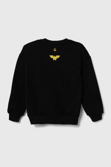 Детская хлопковая кофта United Colors of Benetton цвет чёрный с принтом