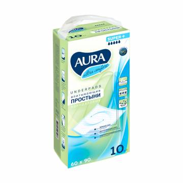 Одноразовые простыни гигиенические Aura Ultra Comfort 60*90 см, 10 шт Одноразовые простыни гигиенические Aura Ultra Comfort 60*90 см, 10 шт