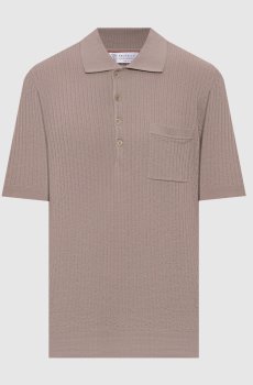 Бежевое поло в тканом узоре
