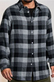 Бавовняна картата сорочка - чорний