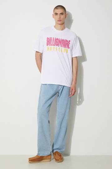 Хлопковая футболка Billionaire Boys Club Straight Logo мужская цвет белый с принтом B24243 Хлопковая футболка Billionaire Boys Club Straight Logo мужская цвет белый с принтом B24243