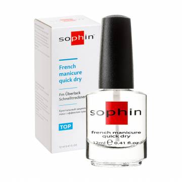 Кристальный закрепитель лака Sophin French Manicure Top Coat Quick Dry с эффектом сушки, 12 мл Кристальный закрепитель лака Sophin French Manicure Top Coat Quick Dry с эффектом сушки, 12 мл