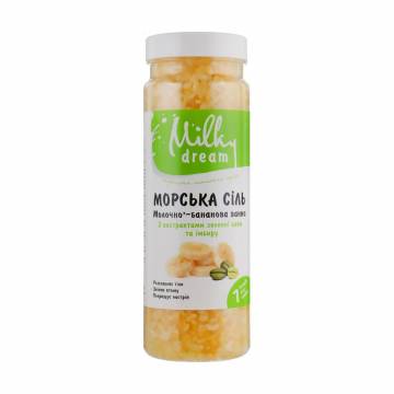 Морская соль для ванн Milky Dream Молочно-банановая, с эктрактом зеленого кофе и имбирем, 700 г Морская соль для ванн Milky Dream Молочно-банановая, с эктрактом зеленого кофе и имбирем, 700 г