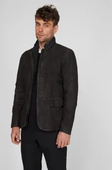 Мужская черная замшевая дубленка Черный XXL AllSaints ML051D