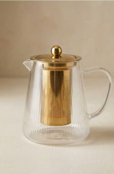 Рифлений чайник для заварювання із ситечком - золотий