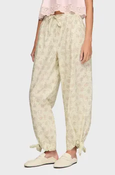 Женские белые брюки с узором Белый 36 Sandro SFPPA01916_Pink - Green