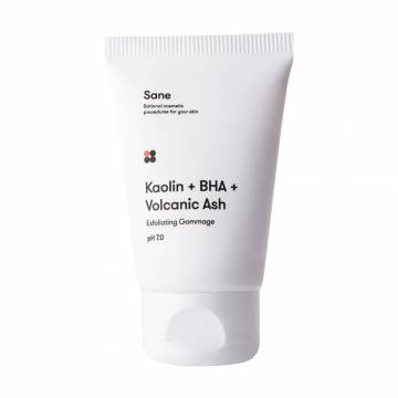 Гомаж для лица Sane Kaolin + BHA + Volcanic Ash Exfoliating Gommage PH 7.0 с салициловой кислотой, 40 мл Гомаж для лица Sane Kaolin + BHA + Volcanic Ash Exfoliating Gommage PH 7.0 с салициловой кислотой, 40 мл