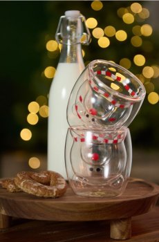 Різдвяна склянка з подвійним дном із ведмежим мотивом - білий