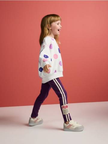 Reserved - Легінси з нашивкою з високим вмістом бавовни - пурпуровий - 879FF-44X