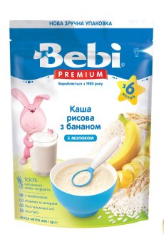 Детская молочная каша Bebi Premium Рисовая с бананом, от 6 месяцев, 200 г