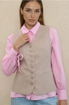 Костюмна жилетка з V-подібним вирізом - бежевий