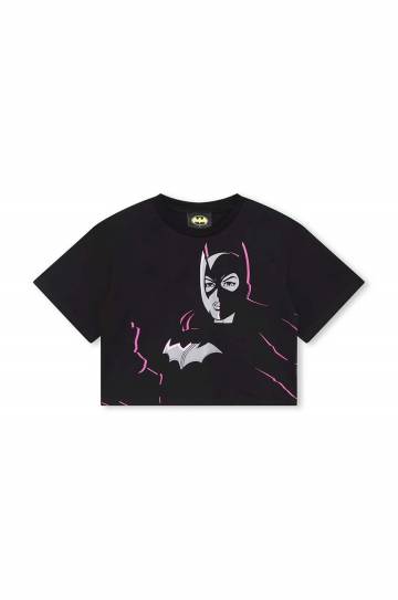 Детская хлопковая футболка Dkny x DC Comics цвет чёрный Детская хлопковая футболка Dkny x DC Comics цвет чёрный