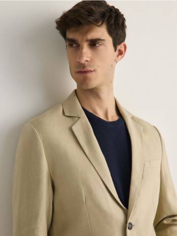 Reserved - Бавовняний піджак slim fit - бежевий - 4151W-08X Reserved - Бавовняний піджак slim fit - бежевий - 4151W-08X