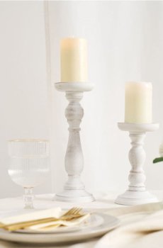 Декоративний свічник у формі колони - білий