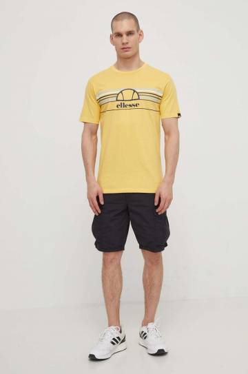 Хлопковая футболка Ellesse Lentamente T-Shirt мужская цвет жёлтый с принтом SHV11918 Хлопковая футболка Ellesse Lentamente T-Shirt мужская цвет жёлтый с принтом SHV11918