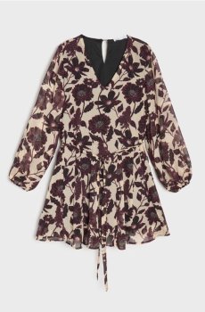 Розкльошена міні сукня з квітковим принтом - різнобарвний