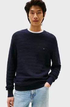 Мужской темно-синий джемпер в полоску STRIPE STRUCTURE Синий XL Tommy Hilfiger MW0MW39535